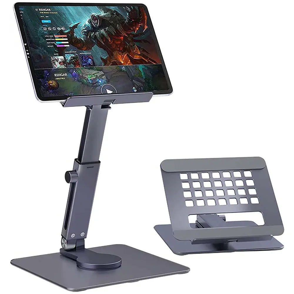 Suporte Ajustável para Tablet e Portátil - Rotação 360°, Altura Regulável, Dobrável Suporte Ajustável para Tablet e Portátil - Rotação 360°, Altura Regulável, Dobrável